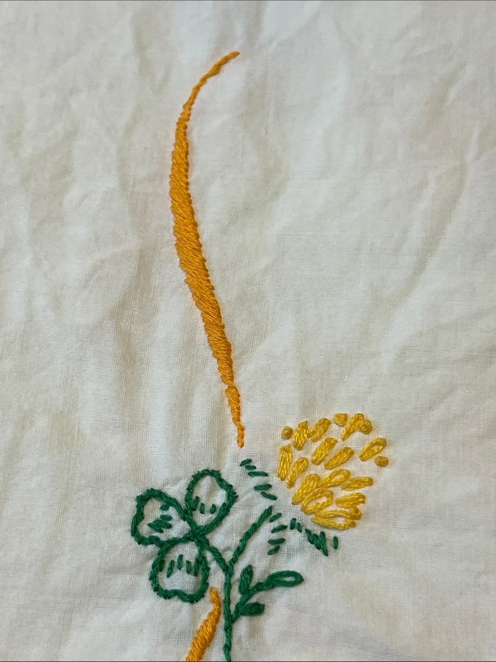 Set of 2, 1950’s Hand-Embroidered Pillowcases- As Is Condition- Light age spots